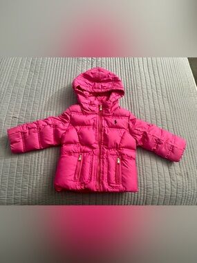 Ralph Lauren Polo Pink Hooded Puffer Jacket 18m